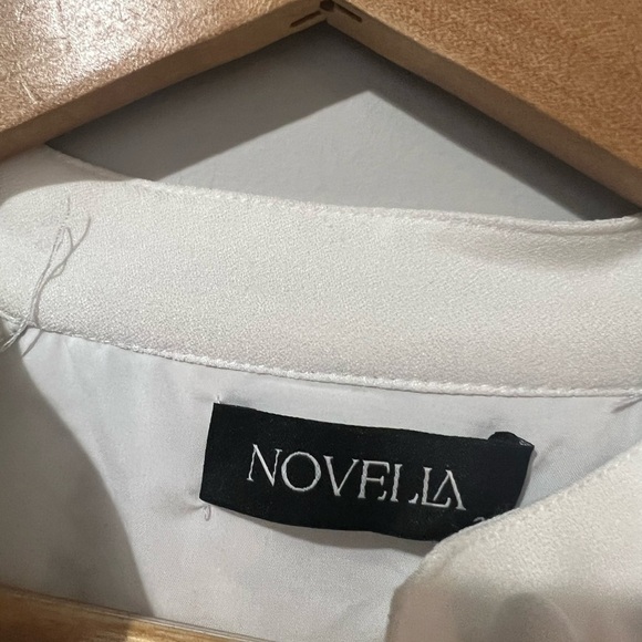 Novella Printed A Line Dress Plus Size 2X White Black Modest Long Sleeves Maxi - Picture 5 of 6